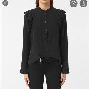 All Saints Silk Button-Down Top